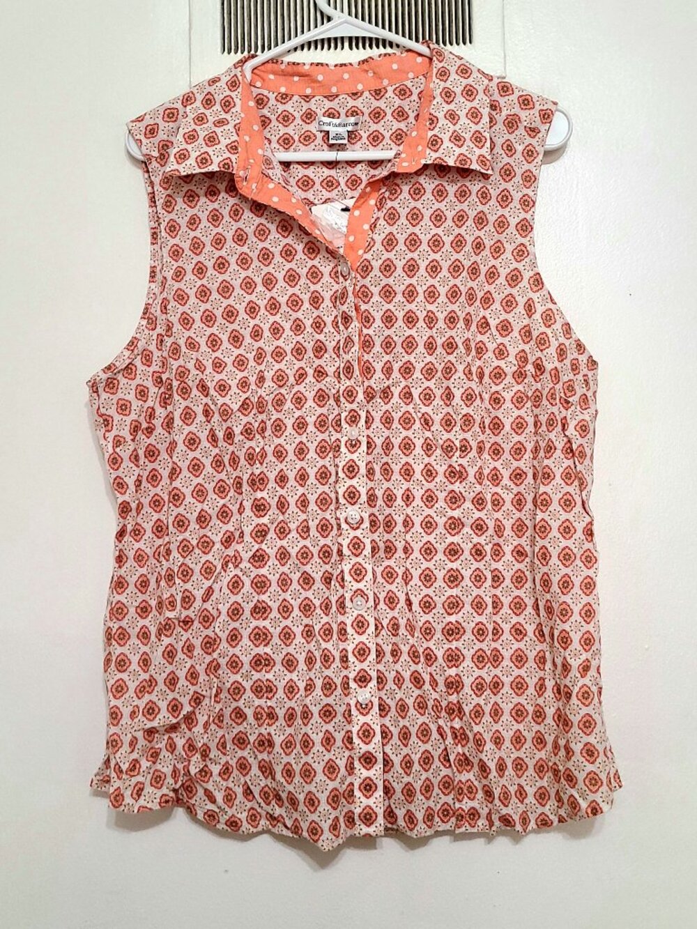 Red & White Collared Tank Top